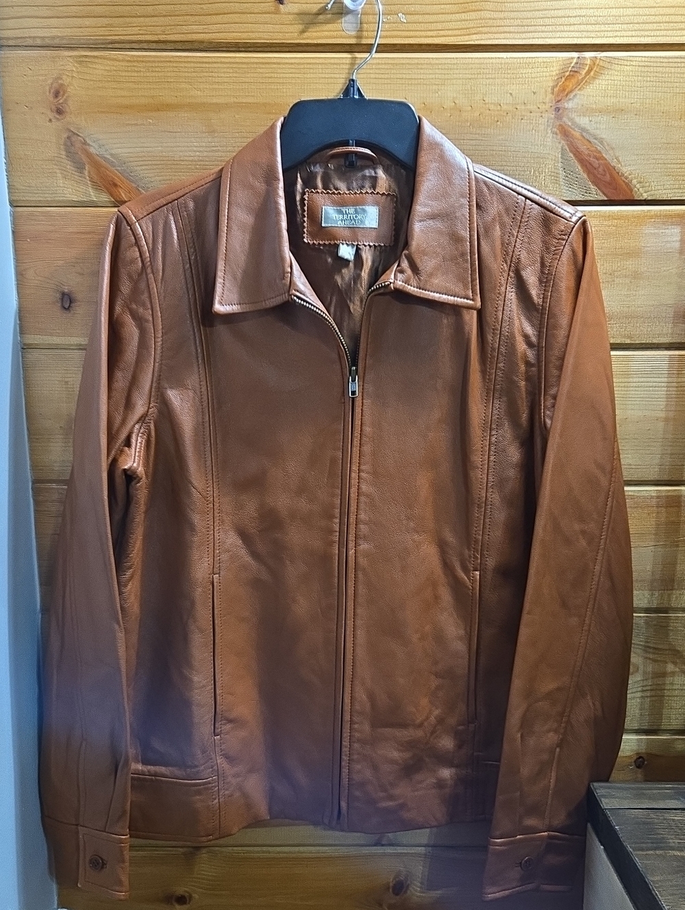 The Territory Ahead Womens Brown Leather Bomber Jacket Large